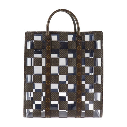 Louis Vuitton Sac Pla Tote Bag M20866 PVC Vinyl Brown Clear Monogram Chess 2WAY