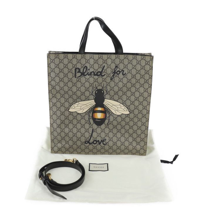 Gucci Bee Print Bee Print Tote Bag Tote Bag 450950 PVC Leather Beige Brown