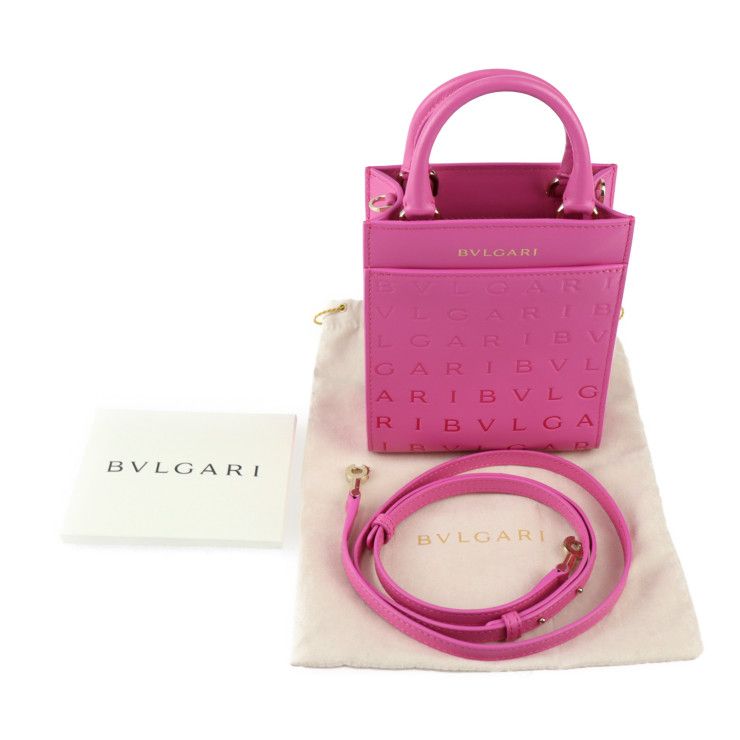 Bvlgari 2WAY Mini Tote Handbag 292318 Calfleather Pinkish Gold Hardware