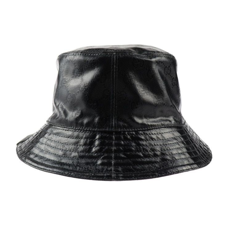 Gucci Hat 760144 Nylon Cotton Black GG Crystal Hat Bucket Hat