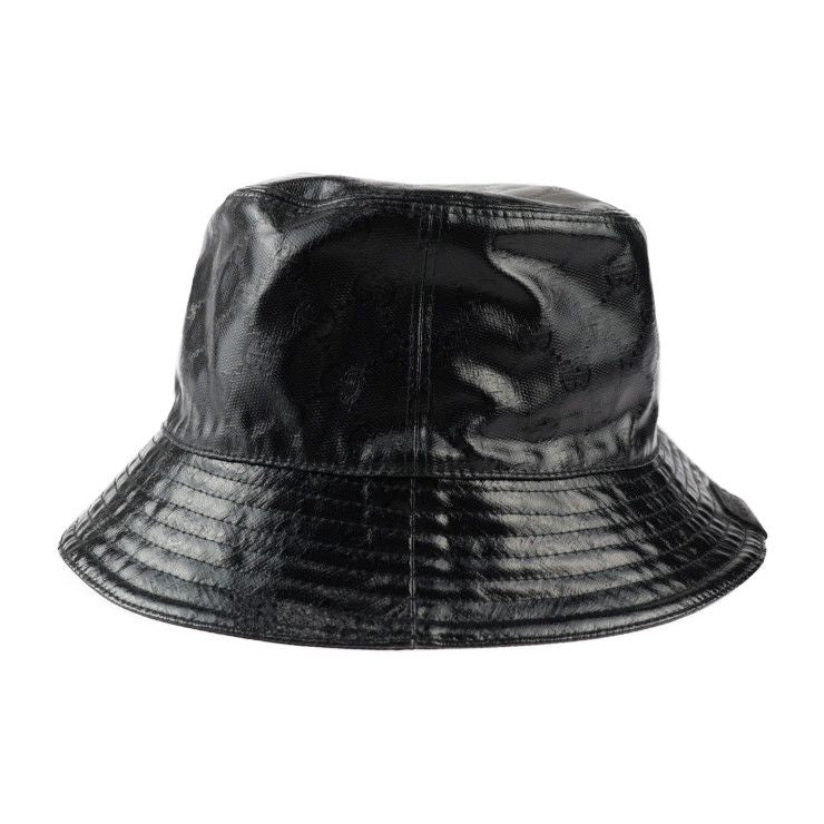 Gucci Hat 760144 Nylon Cotton Black GG Crystal Hat Bucket Hat