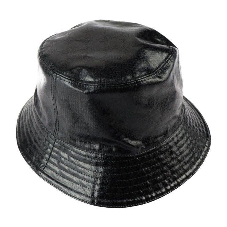 Gucci Hat 760144 Nylon Cotton Black GG Crystal Hat Bucket Hat