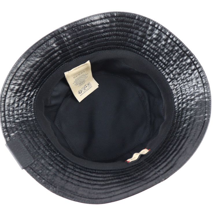 Gucci Hat 760144 Nylon Cotton Black GG Crystal Hat Bucket Hat