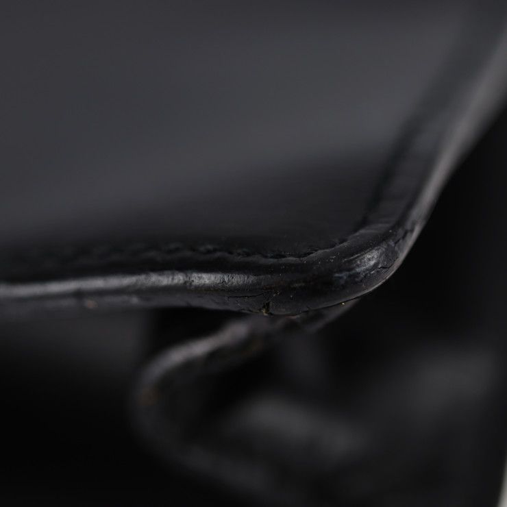 Cartier Tradition Must Line Business Bag Leather Black Silver Hardware Briefcase