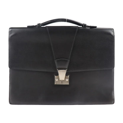 Cartier Tradition Must Line Business Bag Leather Black Silver Hardware Briefcase