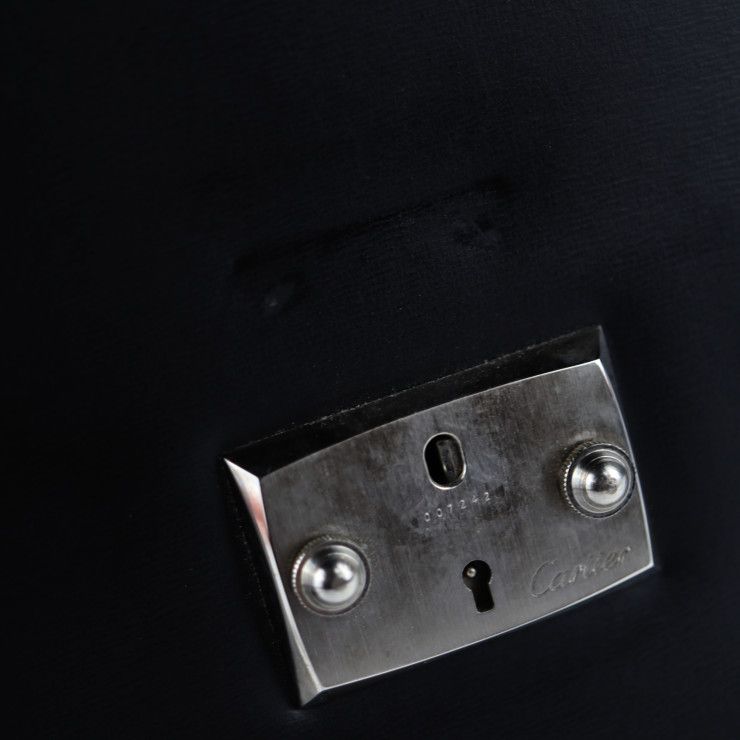 Cartier Tradition Must Line Business Bag Leather Black Silver Hardware Briefcase