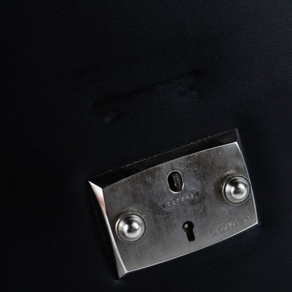 Cartier Tradition Must Line Business Bag Leather Black Silver Hardware Briefcase