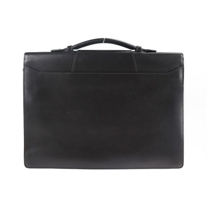 Cartier Tradition Must Line Business Bag Leather Black Silver Hardware Briefcase