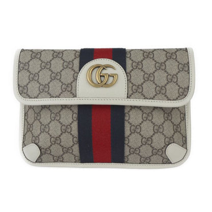 Gucci GG Small Belt Bag Waist Bag 674081 GG Supreme Canvas Leather Beige White