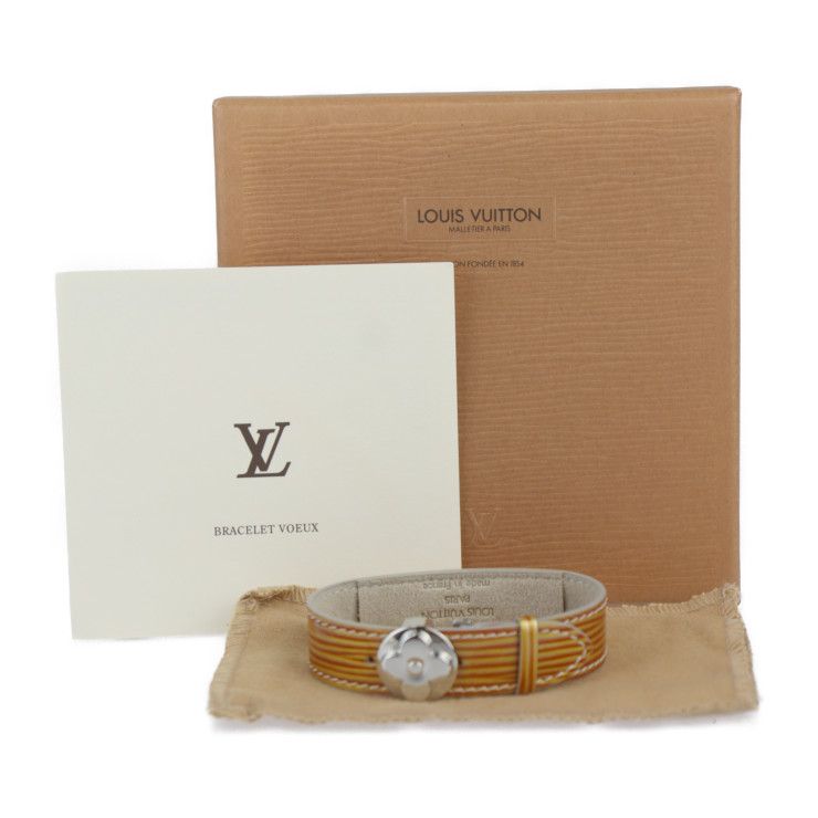 Louis Vuitton Good Luck Bracelet M99084 Patent Leather Gold Tone Orange Tone