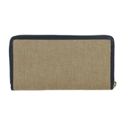 Gucci Long Wallet 621889 Vintage Canvas And Leather Beigeish Black Gold