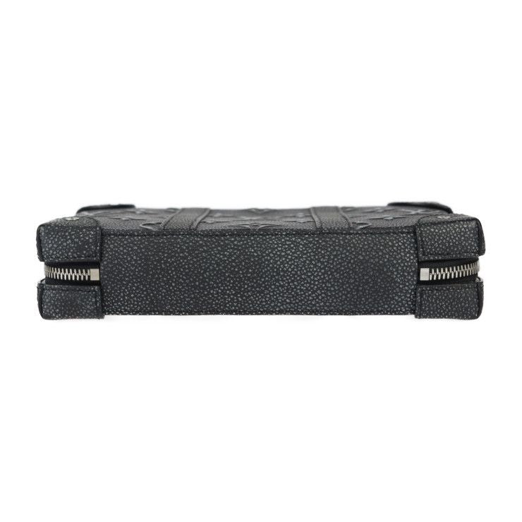 Louis Vuitton Soft Trunk Wallet Shoulder Bag M81776 Leather Black Silver