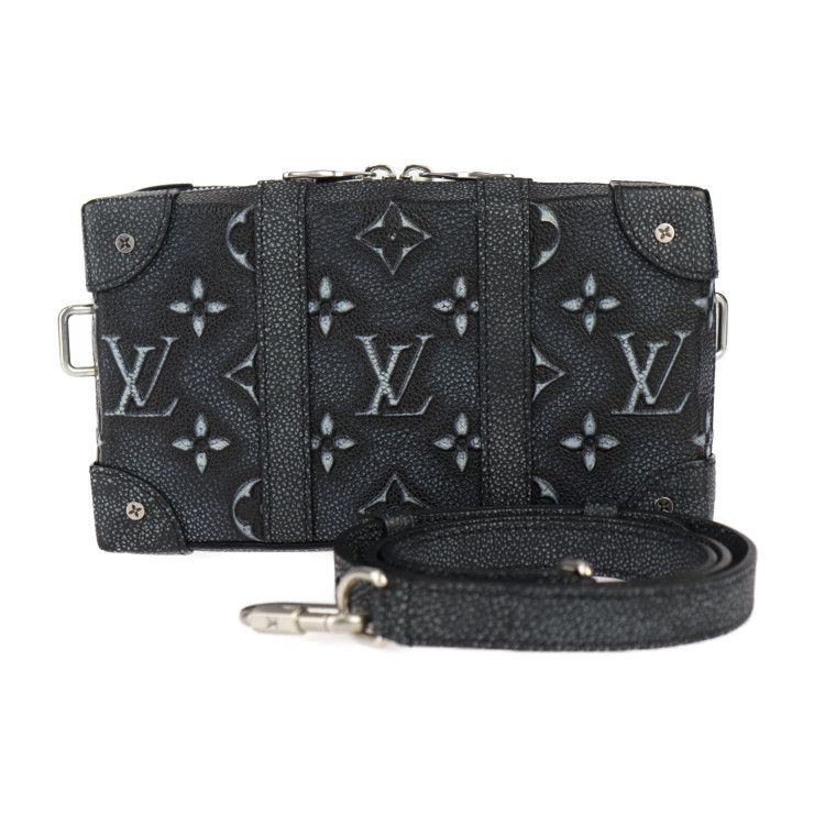 Louis Vuitton Soft Trunk Wallet Shoulder Bag M81776 Leather Black Silver