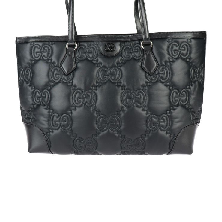 Gucci Medium Tote Bag Ggmatelasse Tote Bag 631685 Nylon Leather Black Silver