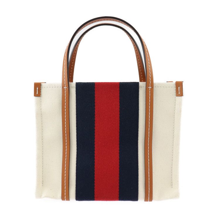 Gucci Interlocking G Mini Tote Handbag 727735 Canvas Leather Beige Red Navy