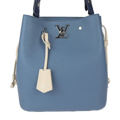 Louis Vuitton Lock Me Bucket Handbag M51413 Taurillon Leather Blue Jean Silver