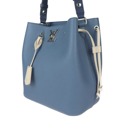 Louis Vuitton Lock Me Bucket Handbag M51413 Taurillon Leather Blue Jean Silver