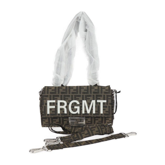 Fendi Baguette Fall Double Handbag 8bh418 AR2F Canvas Beige Brown Zucca 2WAY