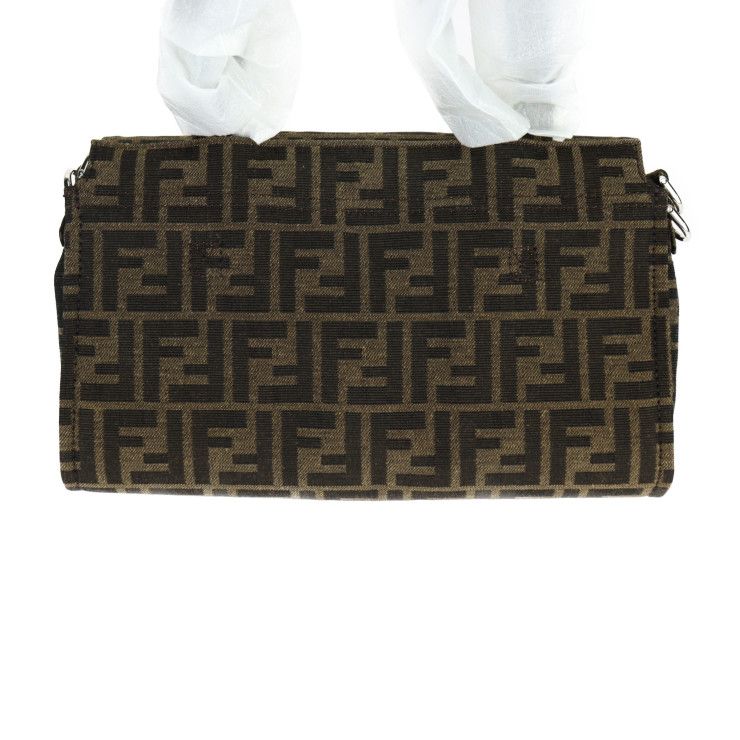 Fendi Baguette Fall Double Handbag 8bh418 AR2F Canvas Beige Brown Zucca 2WAY