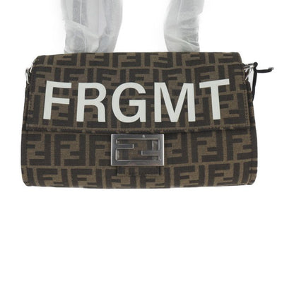 Fendi Baguette Fall Double Handbag 8bh418 AR2F Canvas Beige Brown Zucca 2WAY