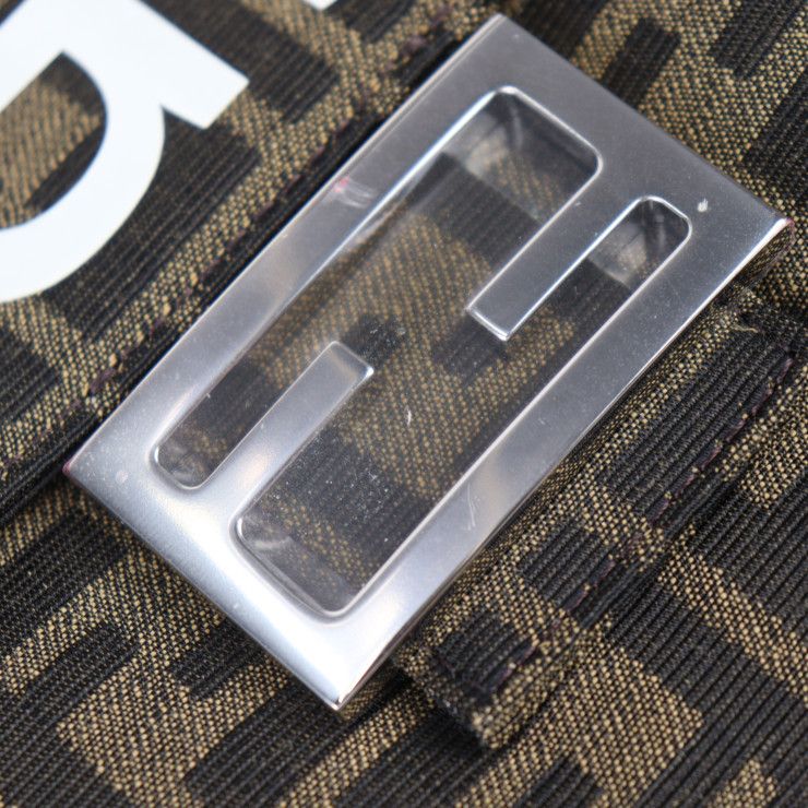 Fendi Baguette Fall Double Handbag 8bh418 AR2F Canvas Beige Brown Zucca 2WAY