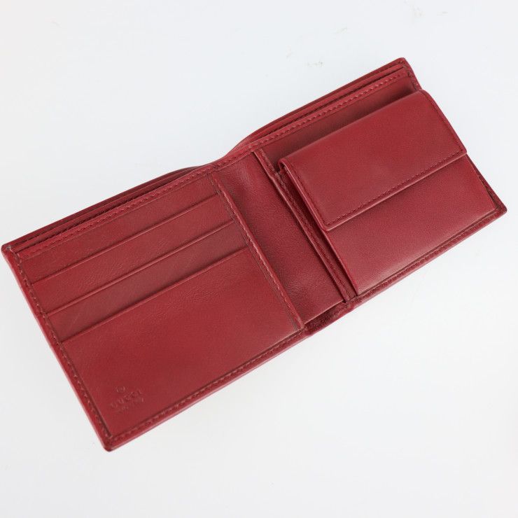 Gucci Compact Wallet Fold Wallet 322134 Leather Bordeaux Logo Plate