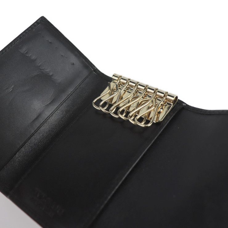 Bvlgari Bulgari Collezione Key Case 32439 PVC Coated Canvas Leather Gray Black