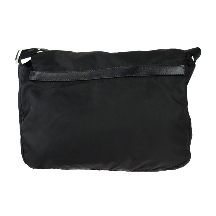 Prada Messenger Bag Shoulder Bag 1bd671 Nylon Leather Black Silver Hardware