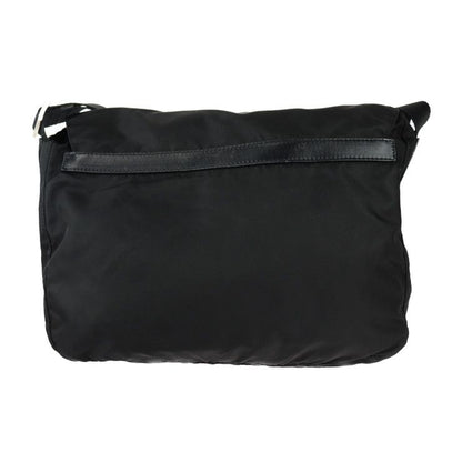 Prada Messenger Bag Shoulder Bag 1bd671 Nylon Leather Black Silver Hardware