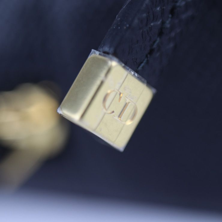 Christian DIOR Caro Double Pouch Shoulder Bag S7431ubae Calfskin Black Gold