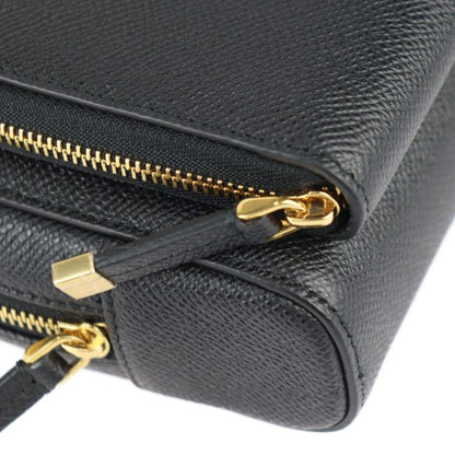 Christian DIOR Caro Double Pouch Shoulder Bag S7431ubae Calfskin Black Gold