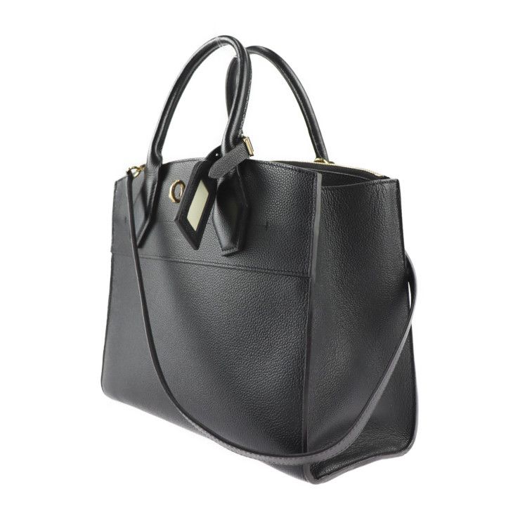 Louis Vuitton City Steamer MM Handbag M53015 Leather Black Gold Hardware 2WAY