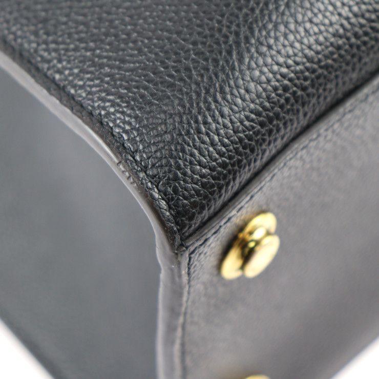 Louis Vuitton City Steamer MM Handbag M53015 Leather Black Gold Hardware 2WAY