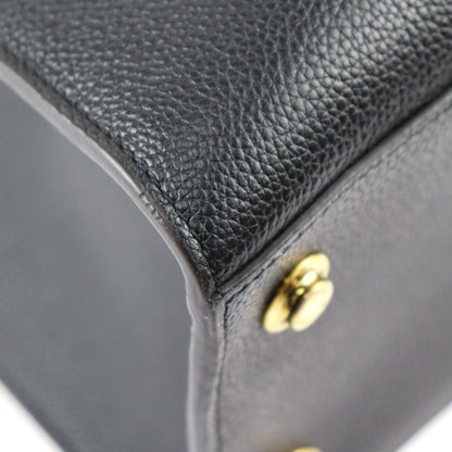 Louis Vuitton City Steamer MM Handbag M53015 Leather Black Gold Hardware 2WAY