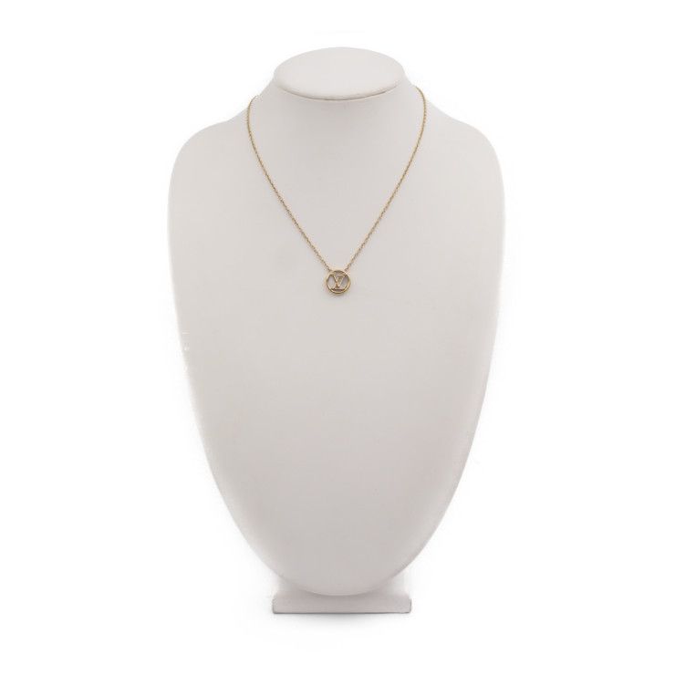 Louis Vuitton Collier L TO V Necklace M80259 Metal Mother-of-pearl Gold Circle