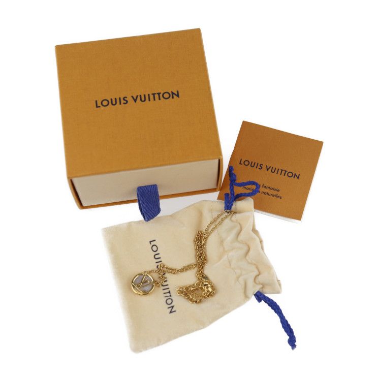 Louis Vuitton Collier L TO V Necklace M80259 Metal Mother-of-pearl Gold Circle
