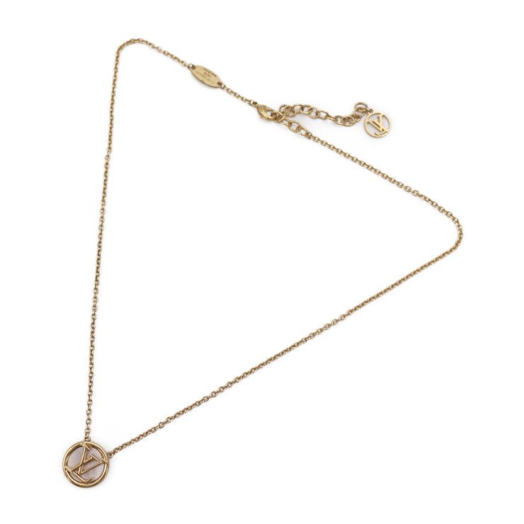 Louis Vuitton Collier L TO V Necklace M80259 Metal Mother-of-pearl Gold Circle