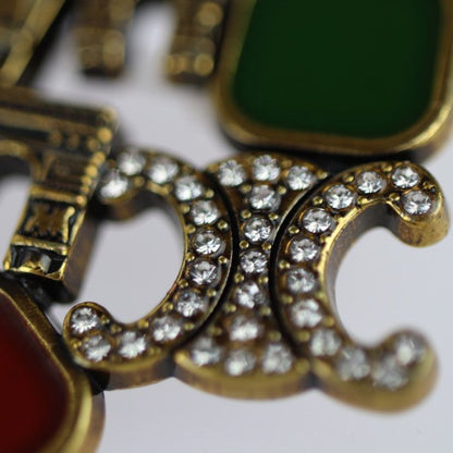 Celine Pin Brooch - Metal Rhinestones Gold Red Green Blue Triomphe Vintage