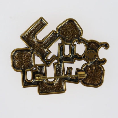 Celine Pin Brooch - Metal Rhinestones Gold Red Green Blue Triomphe Vintage