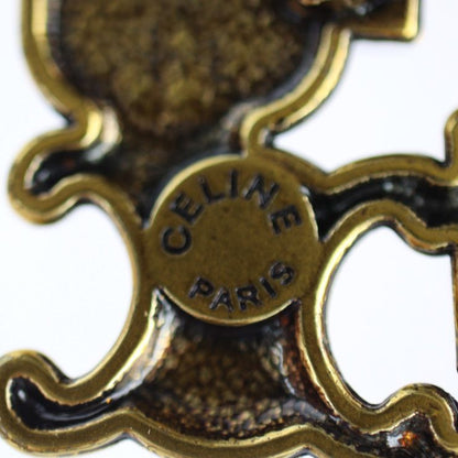 Celine Pin Brooch - Metal Rhinestones Gold Red Green Blue Triomphe Vintage
