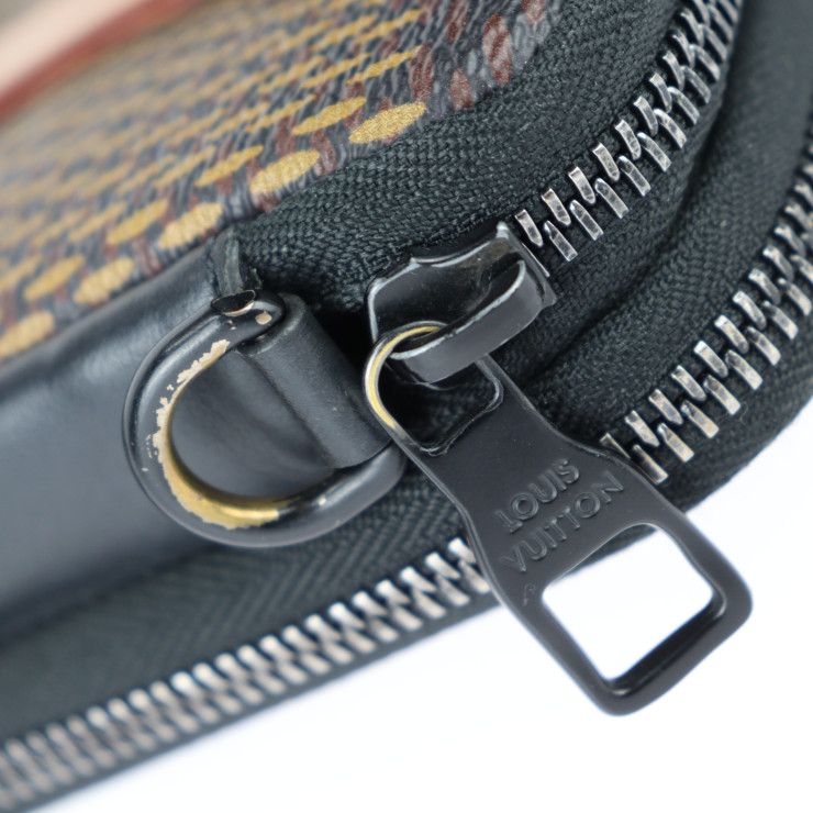 Louis Vuitton Double Phone Pouch Shoulder Bag N40377 Leather Damier Giant Ebne