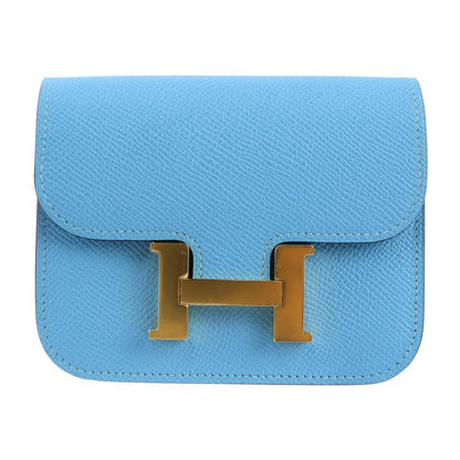 Hermes Constance Slim Pouch - Vaux Epson Celeste Blue Gold Hardware Compact