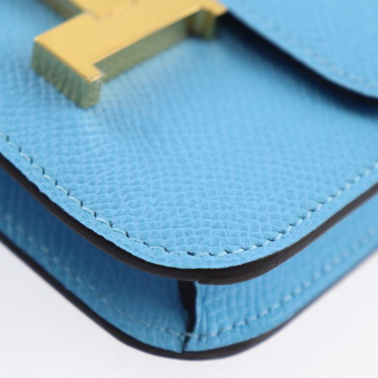 Hermes Constance Slim Pouch - Vaux Epson Celeste Blue Gold Hardware Compact