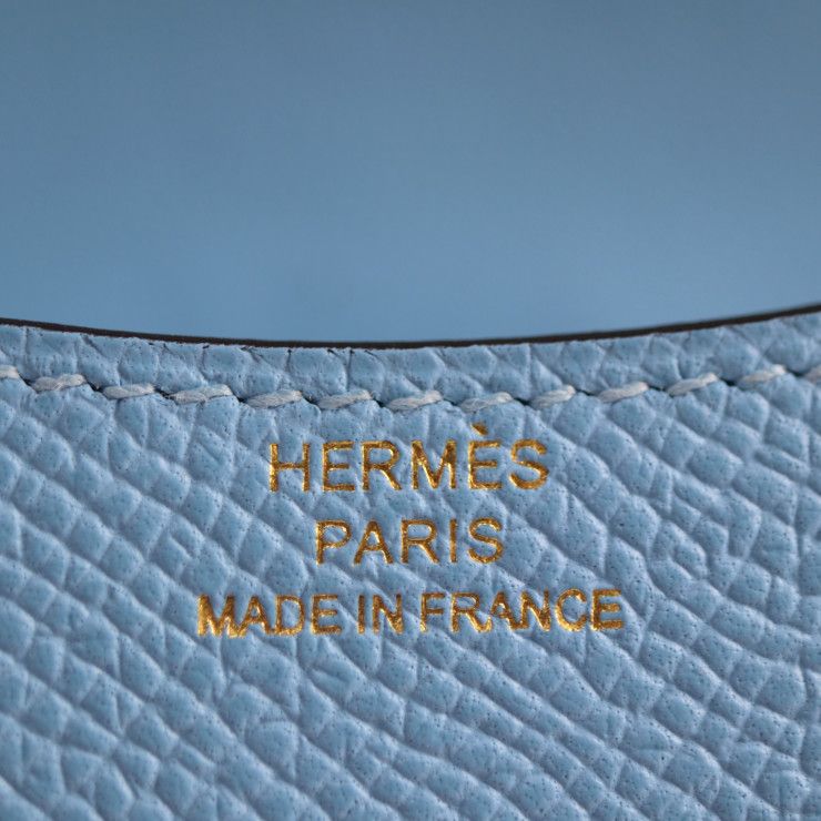 Hermes Constance Slim Pouch - Vaux Epson Celeste Blue Gold Hardware Compact