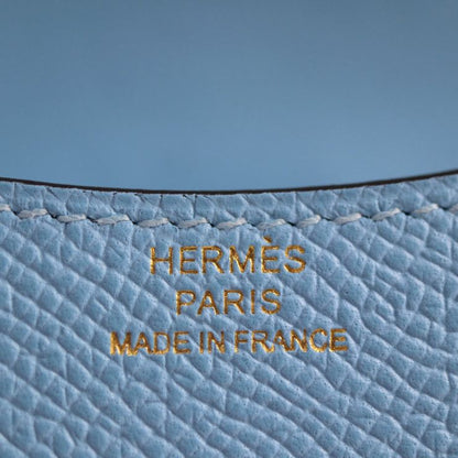 Hermes Constance Slim Pouch - Vaux Epson Celeste Blue Gold Hardware Compact