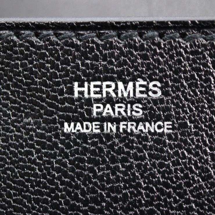 Hermes OPLI Opry Clutch Bag 071966ck Chevre Black Silver Hardware