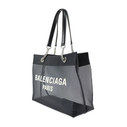 Balenciaga Duty Free Tote Bag 741602 Mesh And Leather Black Silver Hardware