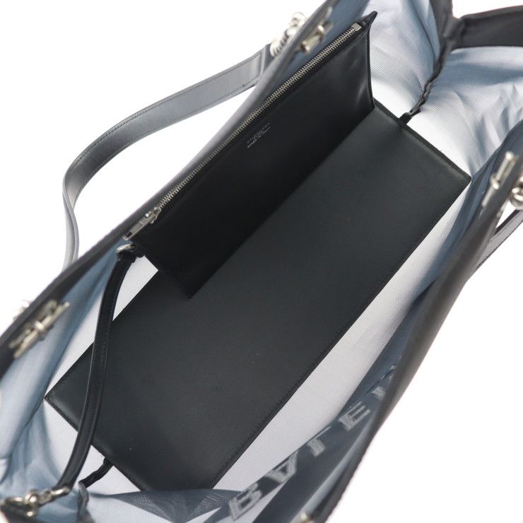 Balenciaga Duty Free Tote Bag 741602 Mesh And Leather Black Silver Hardware