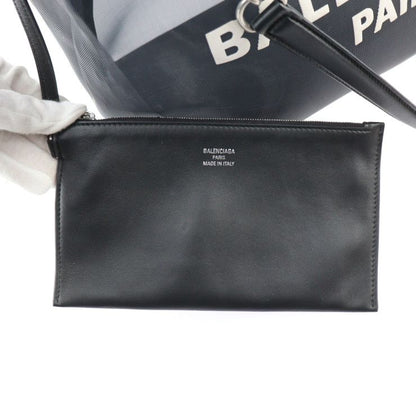 Balenciaga Duty Free Tote Bag 741602 Mesh And Leather Black Silver Hardware