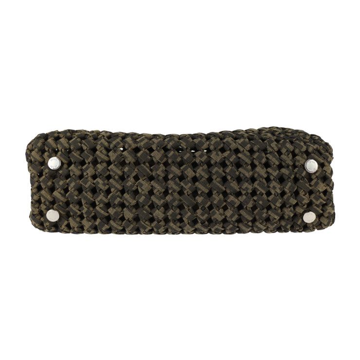 Fendi Peekaboo Icyou Medium Handbag 7va529 Canvas Tabacco Brownish Silver